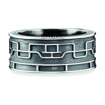 CAI Ring 925/- Sterling Silber oxidiert Linien Japan 058 (18,5)