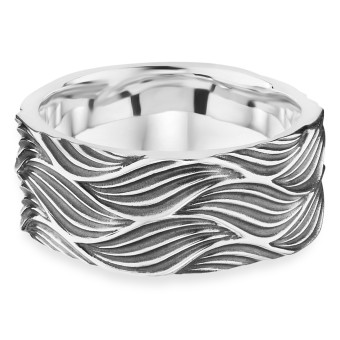 CAI Ring 925/- Sterling Silber oxidiert Wellen 058 (18,5)