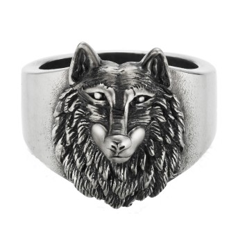 CAI Ring 925/- Sterling Silber oxidiert Wolf Europa 058 (18,5)