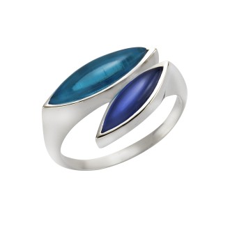 Jamelli Ring 925/- Sterling Silber Quarz blau 056 (17,8)