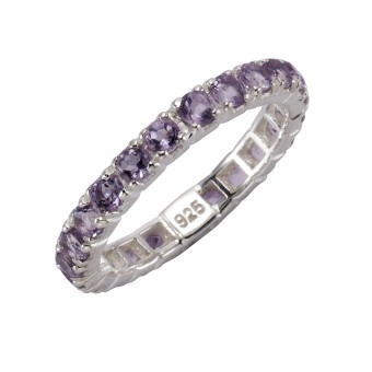 Ring 925/- Sterling Silber rhodiniert Amethyst 054 (17,2)