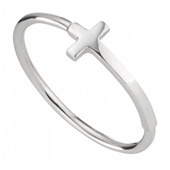 CAI Ring 925/- Sterling Silber rhodiniert Kreuz 048 (15,3)