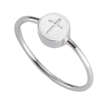 CAI Ring 925/- Sterling Silber rhodiniert Kreuz 050 (15,9)