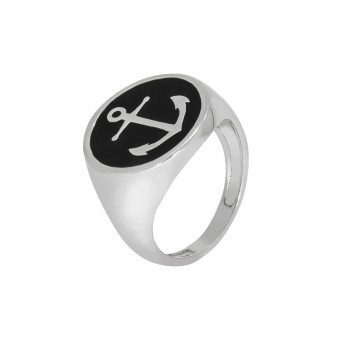 Ring 925/- Sterling Silber rhodiniert  Lack schwarz 052 (16,6)