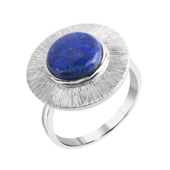 Ring 925 Sterling Silber rhodiniert Lapis 017 (53,5)