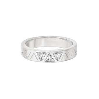 CAI Ring 925 Sterling Silber rhodiniert mit Zirkonia Dreiecken 050 (15,9)