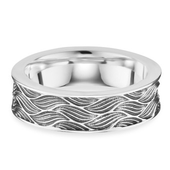 CAI Ring 925/- Sterling Silber rhodiniert oxidiert Wellen 058 (18,5)