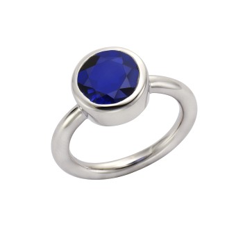 Jamelli Ring 925/- Sterling Silber rhodiniert Quarz blau 054 (17,2)