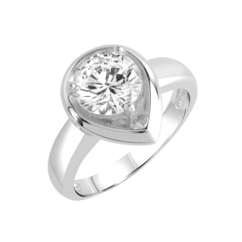 ZEEme Basic Ring 925 Sterling Silber rhodiniert Zirkonia 017 (53,5)