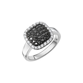 ZEEme Silver Ring 925/- Sterling Silber rhodiniert Zirkonia 054 (17,2)