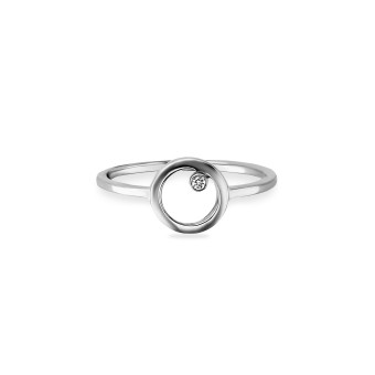 CAI Ring 925 Sterling Silber rhodiniert Zirkonia Kreis 050 (15,9)