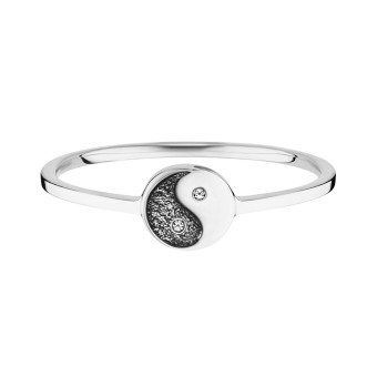 CAI Ring 925/- Sterling Silber rhodiniert Zirkonia Yin Yang 050 (15,9)