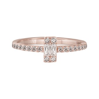 CAI Ring 925 Sterling Silber rosé vergoldet mit Zirkonia 048 (15,3)