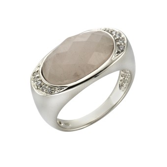 Ring 925/- Sterling Silber Rosenquarz 052 (16,6)