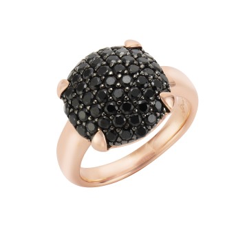 Jamelli Ring 925/- Sterling Silber rotvergoldet mit Onyx 056 (17,8)