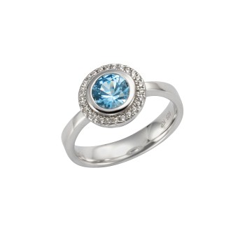 Celesta Ring 925/- Sterling Silber Zirkonia & sy. Blautopas 054 (17,2)