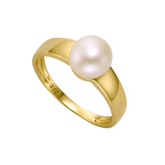 Ring Gold 375 Perle weiß 7,5-8mm 052 (16,6)