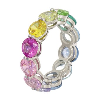 Fashionbox Ring Messing rhodiniert mit Zirkonia  in pastell rainbow 050 (15,9)