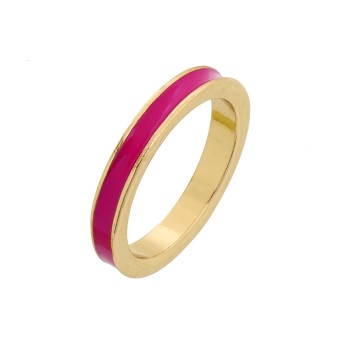 Ring rot vergoldet einreihig mit Emaille-Einlage pink 048 (15,3)