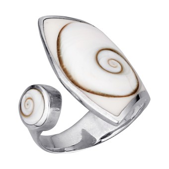 ZEEme Pearls Ring Silber 925 mit weißer Muschel 28mm breit 052 (16,6)