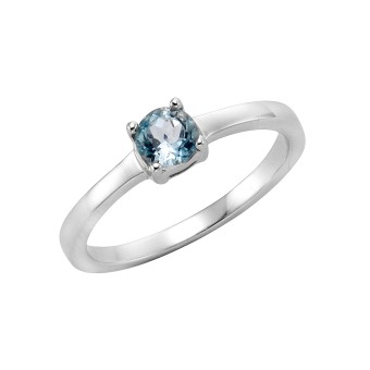 Ring Silber 925 rhodiniert mit Blautopas (beh.) 5mm 052 (16,6)