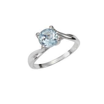 Ring Silber 925 rhodiniert mit Blautopas (beh.) 7mm 052 (16,6)