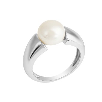 ZEEme Pearls Ring Silber 925 rhodiniert mit einer weißen Perle 10-10,5mm 016 (50,5)