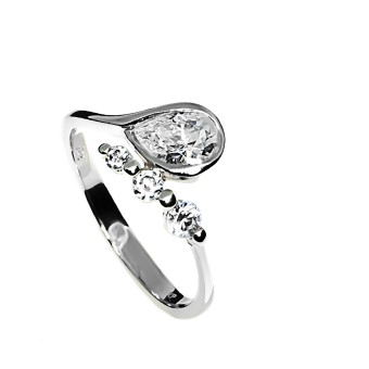 ZEEme Silver Ring Silber 925 rhodiniert mit Zirkonia weiß 052 (16,6)