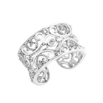 ZEEme Silver Ring Silber 925 rhodiniert Zirkonia weiß OneSize