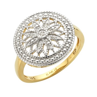 Diamonds by Ellen K. Ring Silber 925 vergoldet mit 5x Diamant zus. 0,05ct. 052 (16,6)