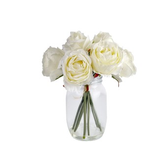 Rosenstrauß mit Vase Weiß 