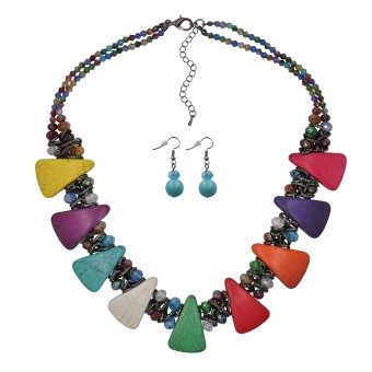 Steuer Modeschmuck Schmuckset Set aus Collier und Ohrhaken multicolor 