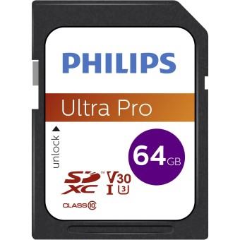 Philips SD Speicherkarte SDXC Card 64GB Class 10 UHS-I U3 V30 A1 