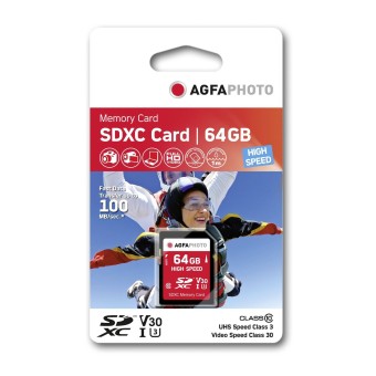 Agfa Photo SD Speicherkarte SDXC Karte 64GB High Speed Class 10 UHS I U1 V30 