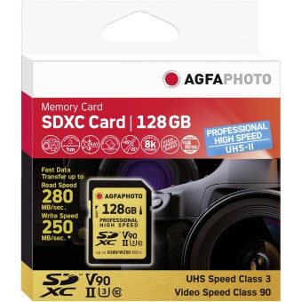 Agfa Photo SD Speicherkarte SDXC UHS II 128GB Professional High Speed U3 V90 