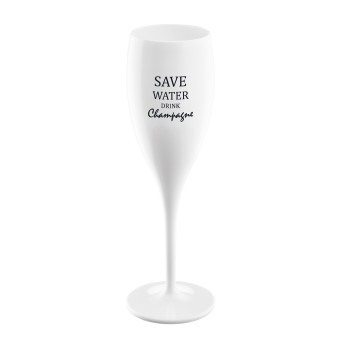 Koziol Sektglas 100 ml mit Druck CHEERS No. 1 SAVE WATER DRINK CHAMPAGNE 