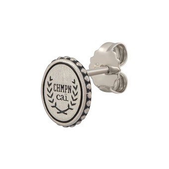 CAI Single Ohrstecker 925/-Sterling Silber satiniert oxodiert Champion Wappen 