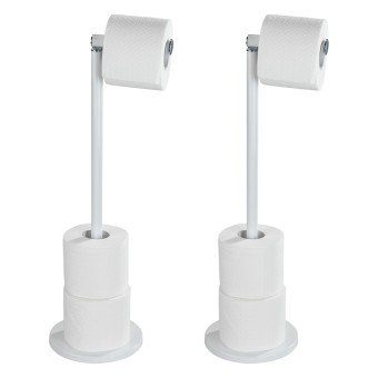 Stand Toilettenpapierhalter 2 in 1 Weiß, 2er Set 