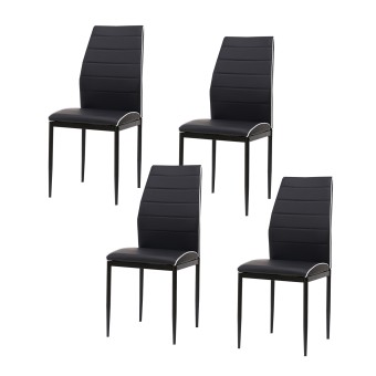 HTI-Living Stuhl Madison PU 4er-Set Schwarz