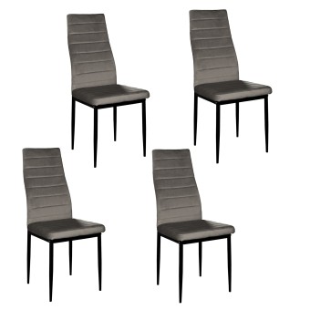 HTI-Living Stuhl Memphis Velvet 4er-Set Grau