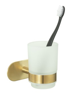 Wenko Turbo-Loc® Zahnputzbecher Uno Orea Gold Matt, Befestigen ohne bohren 