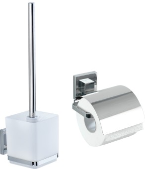 Vacuum-Loc® WC-Set Quadro 2-teilig Edelstahl, WC-Garnitur und Toilettenpapierhalter, rostfrei 