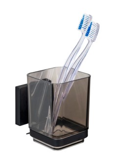 Vacuum-Loc® Zahnputzbecher Quadro Schwarz, Befestigen ohne Bohren 