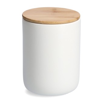 Vorratsdose Steingut Weiß mit Holzdeckel 1500 ml 