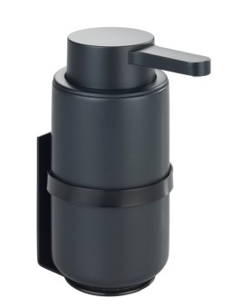 Wenko Wand Seifenspender Mod. Woya, Schwarz, Keramik-Seifenspender, 250 ml 