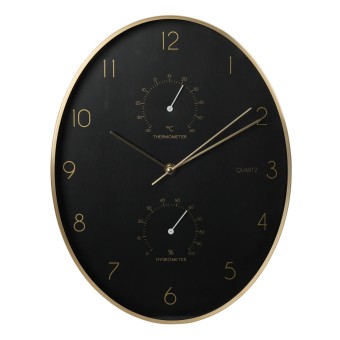 HTI-Living Wanduhr Oval Goldrand 