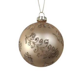 HTI-Living Weihnachtskugel Ø 8 cm Gold mit Ornament und Glitzer 