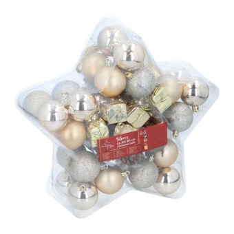 HTI-Living Weihnachtskugeln Set 56-teilig Gold 