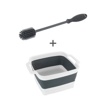 Wenko Spülschüssel Sira mit Spülbürste, 2-teiliges Set für Küche und Camping 